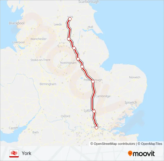 LONDON NORTH EASTERN RAILWAY Train Line Map