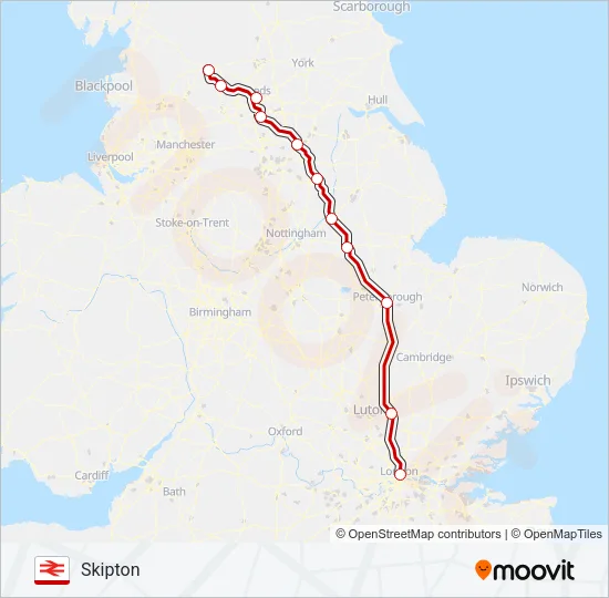 LONDON NORTH EASTERN RAILWAY Train Line Map