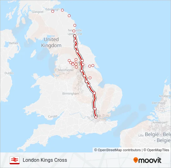 LONDON NORTH EASTERN RAILWAY Train Line Map