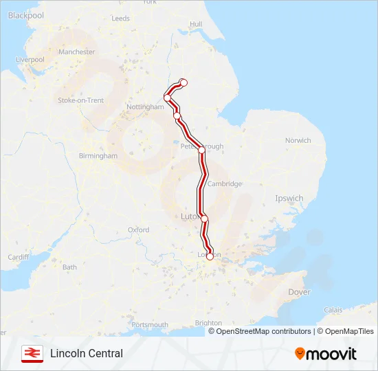 LONDON NORTH EASTERN RAILWAY Train Line Map