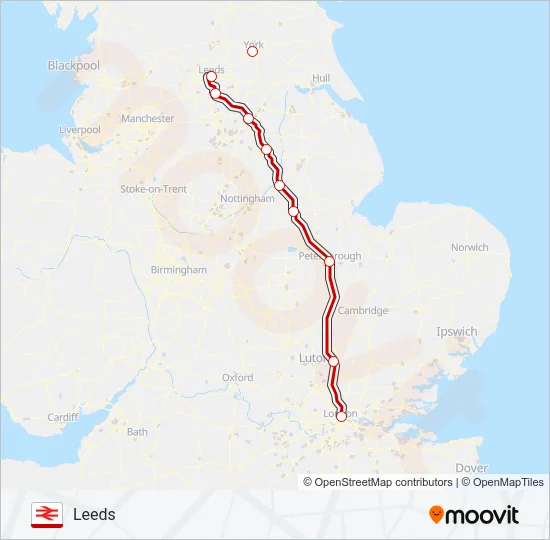 LONDON NORTH EASTERN RAILWAY Train Line Map
