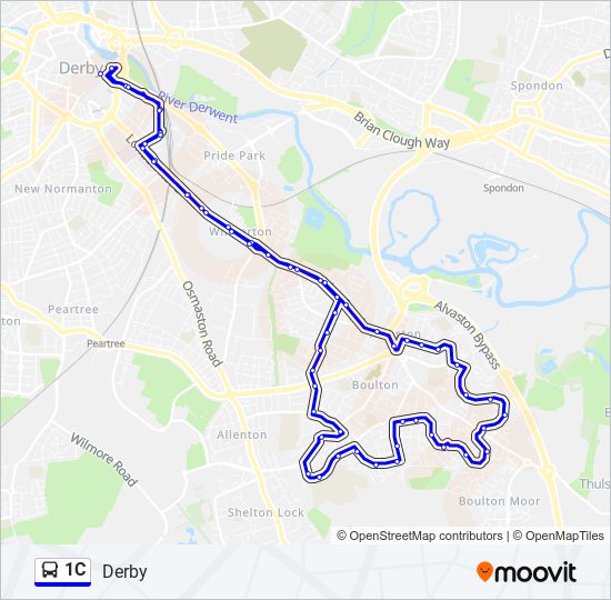 Bus Map Near Me 1C Route: Schedules, Stops & Maps - Derby (Updated)