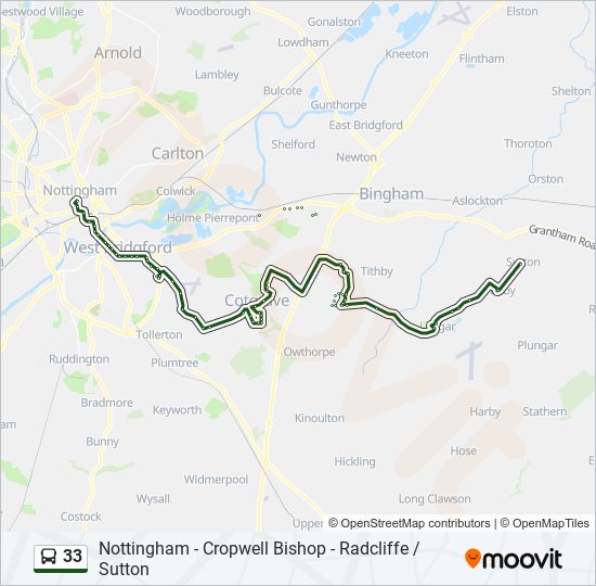 33 bus Line Map