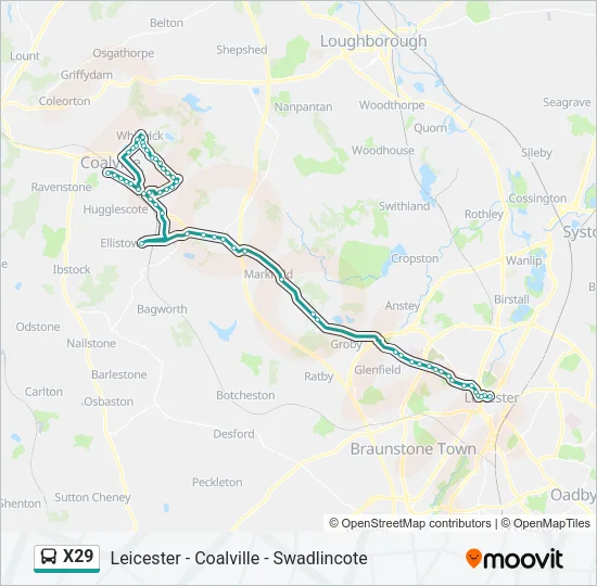 X29 Bus Line Map