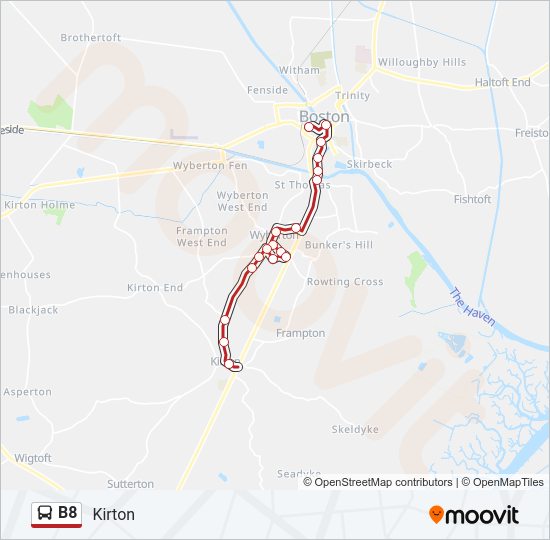B8 Bus Line Map