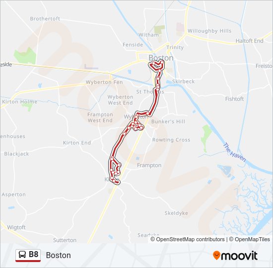 B8 Bus Line Map