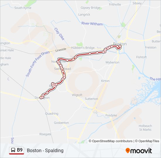 B9 bus Line Map