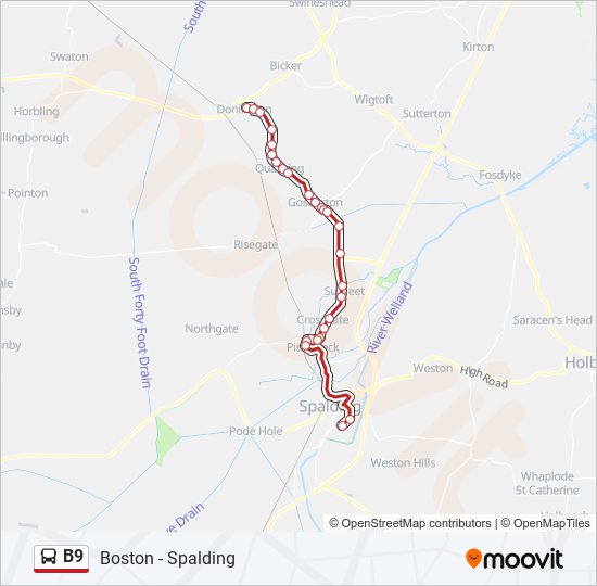 B9 bus Line Map