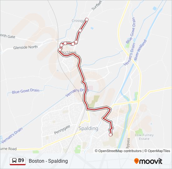 B9 bus Line Map