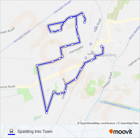 IT1|SPALDING INTO TOWN Bus Line Map