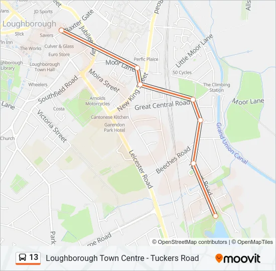 13 Bus Line Map