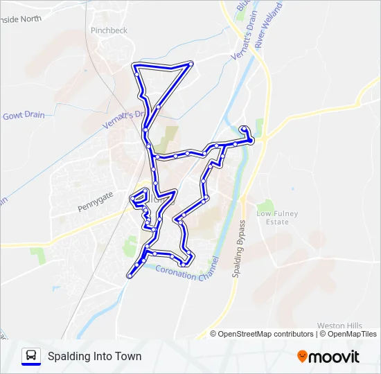 IT2|SPALDING INTO TOWN Bus Line Map