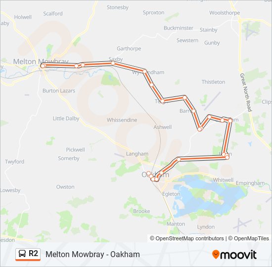 r2 Route: Schedules, Stops & Maps - Melton Mowbray (Updated)