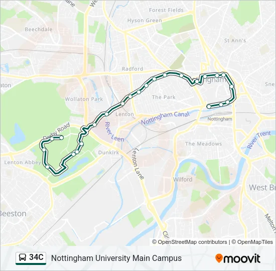 34C Bus Line Map