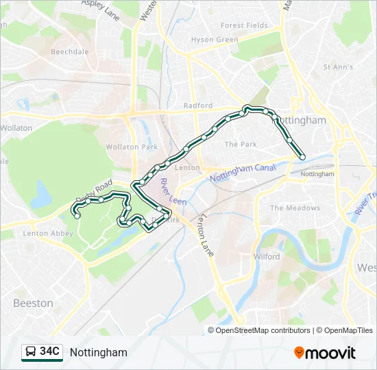 34C Bus Line Map