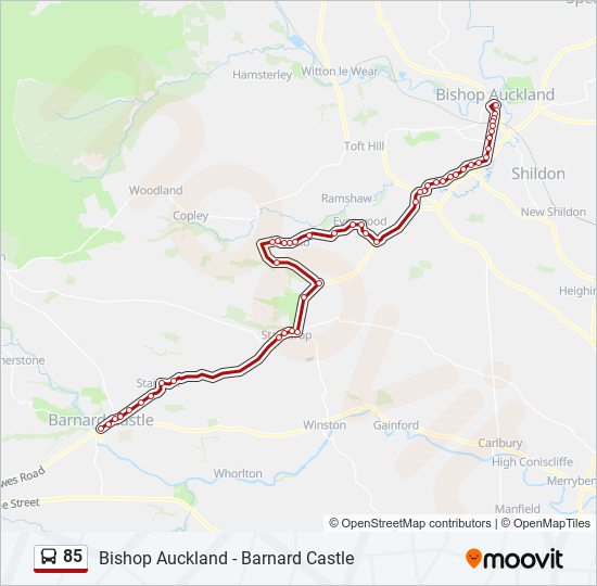 85 Route: Schedules, Stops & Maps - Bishop Auckland (Updated)