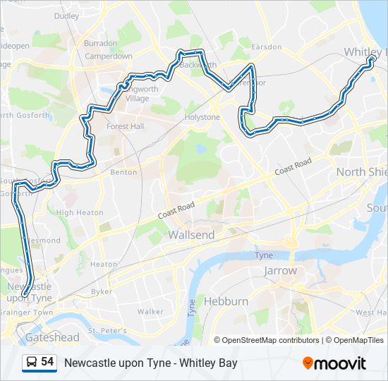 54 bus Line Map