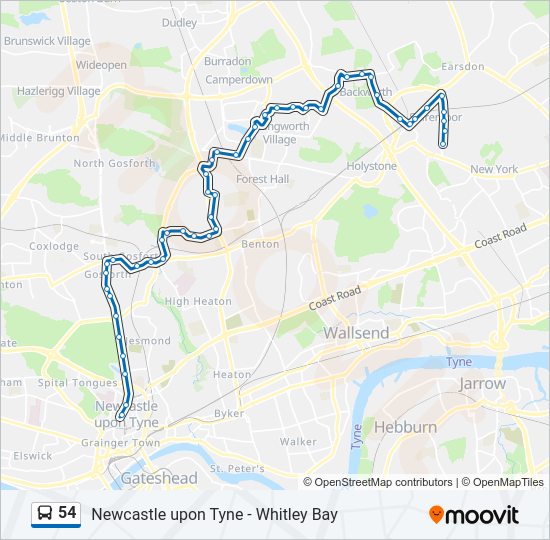 54 Bus Line Map