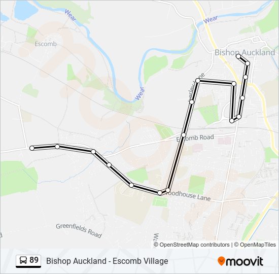 89 Route: Schedules, Stops & Maps - Etherley Dene (Updated)