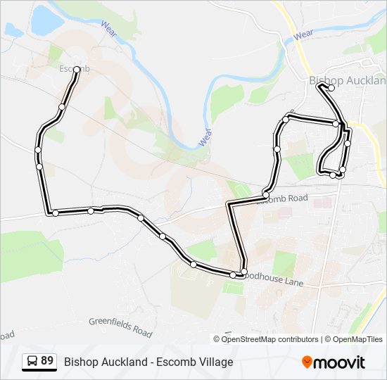 89 Route: Schedules, Stops & Maps - Escomb Village (Updated)