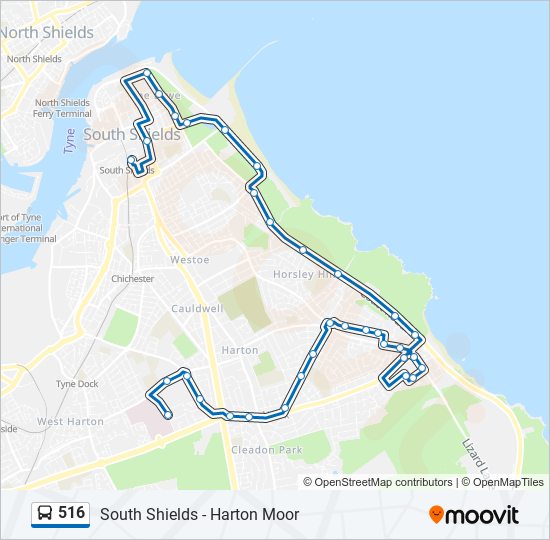 516 Route: Schedules, Stops & Maps - South Shields (Updated)