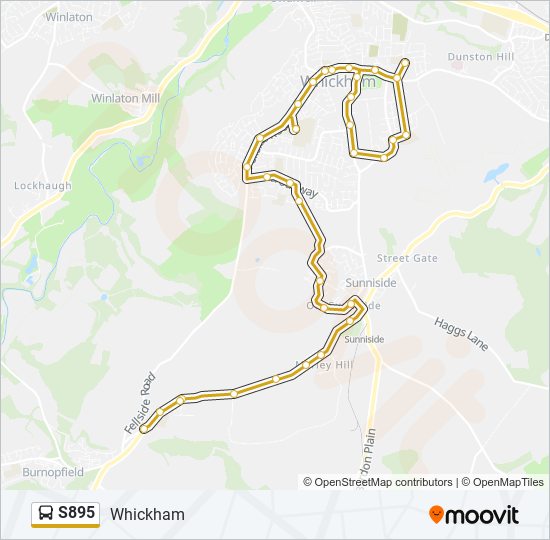 s895 Route: Schedules, Stops & Maps - Whickham (Updated)