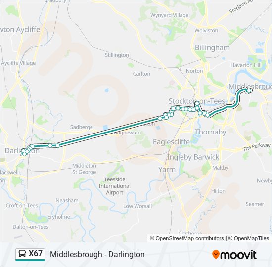 X67 Bus Line Map