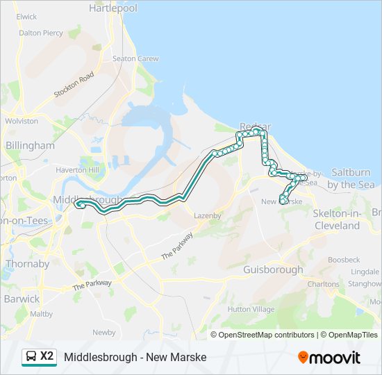 x2 Route Schedules, Stops & Maps Middlesbrough (Updated)