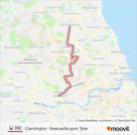 352 Route: Schedules, Stops & Maps - Newcastle upon Tyne (Updated)
