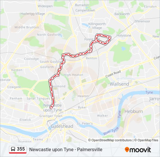 355 Bus Line Map