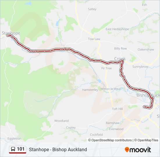 101 Route: Schedules, Stops & Maps - Bishop Auckland (Updated)