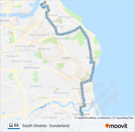 e6 Route Schedules, Stops & Maps Sunderland (Updated)