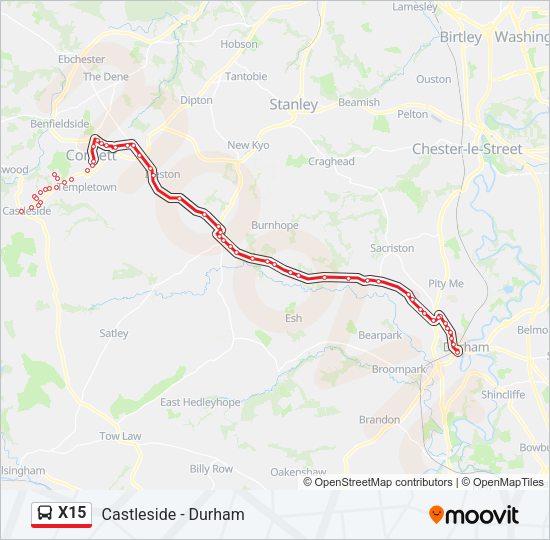 X15 Bus Line Map