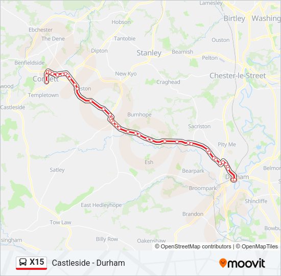 X15 Bus Line Map