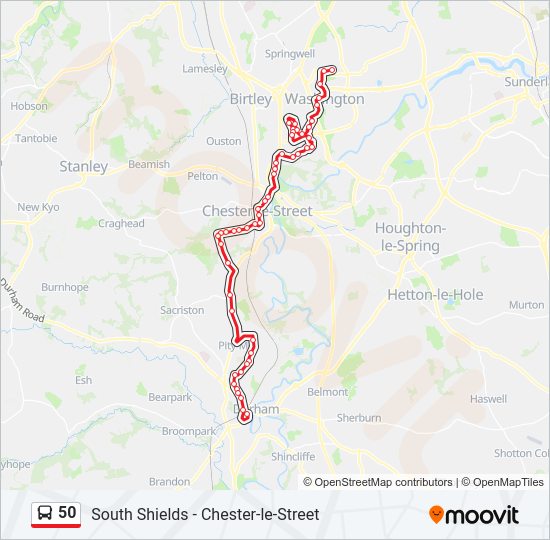 50 Bus Line Map