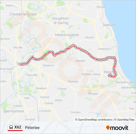 X62 Bus Line Map