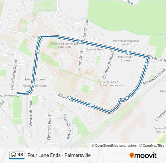 38 Route - Four Lane Ends - Palmersville: Schedules, Stops & Maps ...
