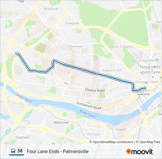 38 Bus Line Map