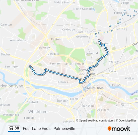 38 Route: Schedules, Stops & Maps - Denton Burn (Updated)