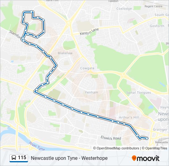 115 bus Line Map