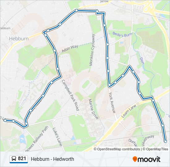 821 Bus Line Map
