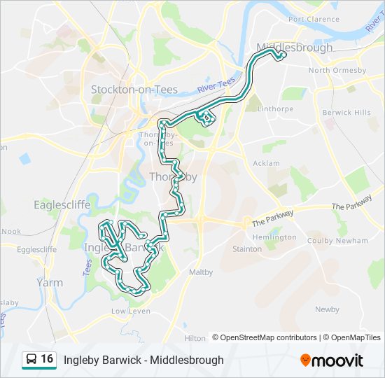 16 Route: Schedules, Stops & Maps - Ingleby Barwick (Updated)