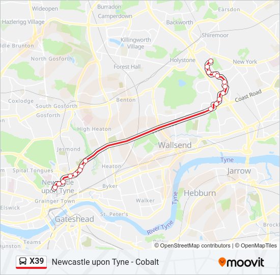 X39 Bus Line Map