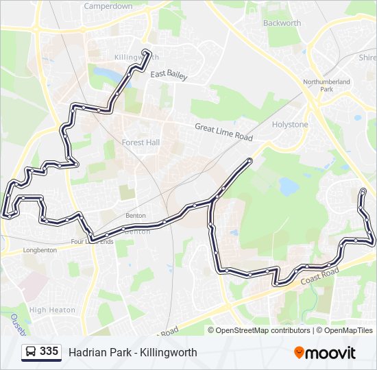 335 bus Line Map