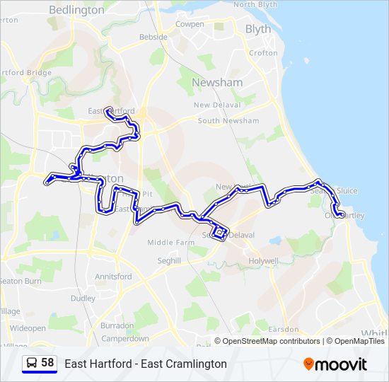 58 Route: Schedules, Stops & Maps - Seaton Sluice (Updated)