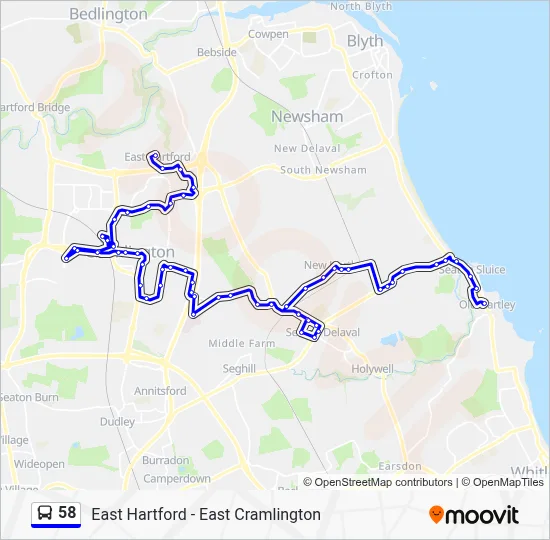 58 Route: Schedules, Stops & Maps - Seaton Sluice (Updated)