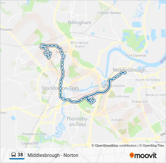 38 Route: Schedules, Stops & Maps - Middlesbrough (Updated)