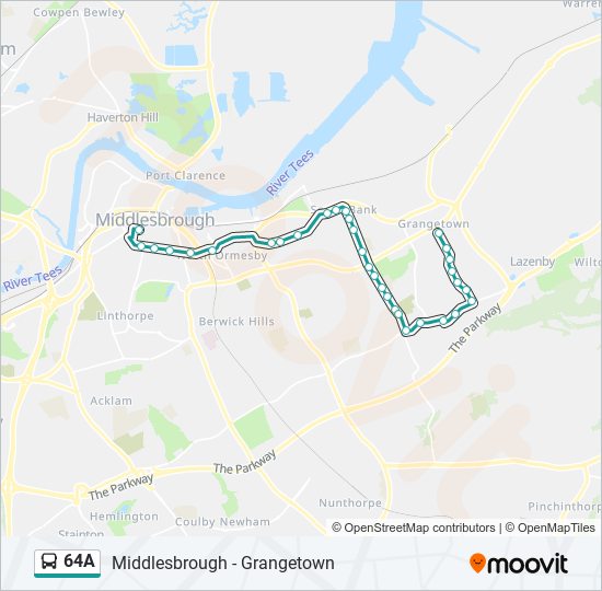64a Route: Schedules, Stops & Maps - Middlesbrough (Updated)