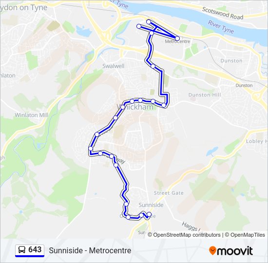 643 Bus Line Map