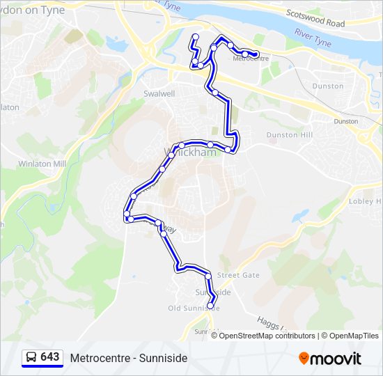 643 bus Line Map